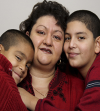 Hispanic mother and sons